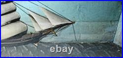 SHIP model Diorama schooner clipper frigate folk art 3 Mast antique 27-3/4 w