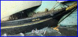 SHIP model Diorama schooner clipper frigate folk art 3 Mast antique 27-3/4 w