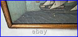 SHIP model Diorama schooner clipper frigate folk art 3 Mast antique 27-3/4 w