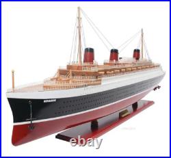 SS Normandie French Ocean Liner Wooden Model Cruise Ship 41 Fully Assembled New