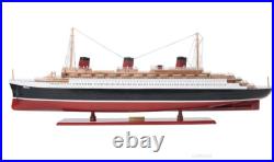 SS Normandie French Ocean Liner Wooden Model Cruise Ship 41 Fully Assembled New