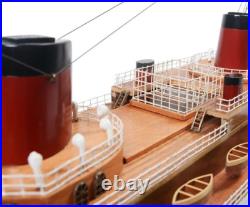 SS Normandie French Ocean Liner Wooden Model Cruise Ship 41 Fully Assembled New