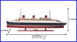 SS Normandie French Ocean Liner Wooden Model Cruise Ship 41 Fully Assembled New
