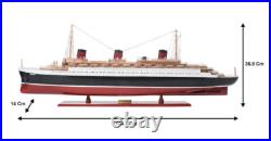 SS Normandie French Ocean Liner Wooden Model Cruise Ship 41 Fully Assembled New