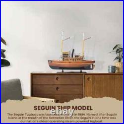 Seguin Ship Model Handcrafted Assembled Wooden Boat With Stand & Name Plate