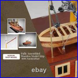 Seguin Ship Model Handcrafted Assembled Wooden Boat With Stand & Name Plate