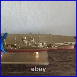 Ship model made of metal, approx. 20cm, with wooden base
