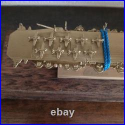 Ship model made of metal, approx. 20cm, with wooden base