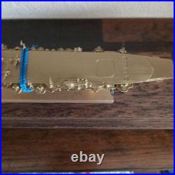 Ship model made of metal, approx. 20cm, with wooden base