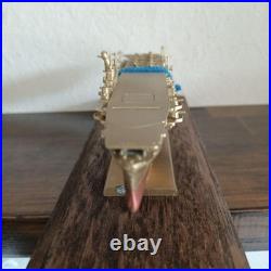 Ship model made of metal, approx. 20cm, with wooden base