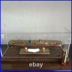 Ship model made of metal, approx. 20cm, with wooden base