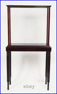 Small Tall Ship Model Display Case Wood With Legs Sailboat Cabinet Stand New