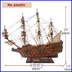 Sovereign of The Seas Wooden Model Ship 1440 24'' Vintage Warship Tall Wood