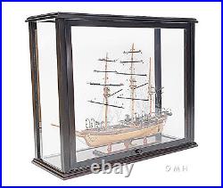 Table Top Display Case 36 Opening Front Wood Medium Tall Ship Sailboat Models