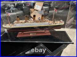 Titanic Painted Ship Model Wooden Handicraft Assembled Large with Display case