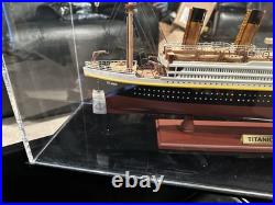 Titanic Painted Ship Model Wooden Handicraft Assembled Large with Display case