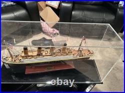Titanic Painted Ship Model Wooden Handicraft Assembled Large with Display case