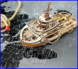 Tugboat Beginner Model Ship kit Mechanical Wooden Boat Puzzles Adults for Gift