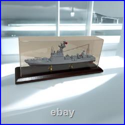 Turkish Battle Warship Model in Display Case Military Navy Ship Collectible