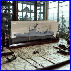 Turkish Battle Warship Model in Display Case Military Navy Ship Collectible