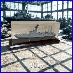 Turkish Battle Warship Model in Display Case Military Navy Ship Collectible