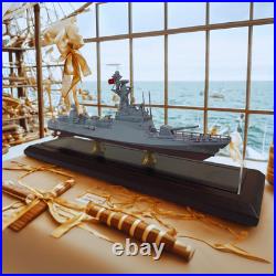 Turkish Battle Warship Model in Display Case Military Navy Ship Collectible