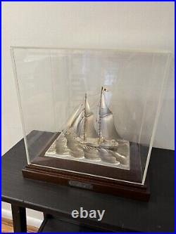 Two Masts Yacht, 45/720, Sterling Silver Model Ship 960 By Seki Takehito