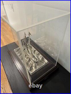 Two Masts Yacht, 45/720, Sterling Silver Model Ship 960 By Seki Takehito