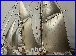 Two Masts Yacht, 45/720, Sterling Silver Model Ship 960 By Seki Takehito