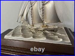 Two Masts Yacht, 45/720, Sterling Silver Model Ship 960 By Seki Takehito