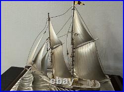 Two Masts Yacht, 45/720, Sterling Silver Model Ship 960 By Seki Takehito