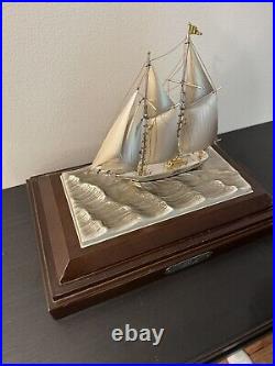 Two Masts Yacht, 45/720, Sterling Silver Model Ship 960 By Seki Takehito