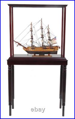 USS Constitution Old Ironsides Tall Ship Wooden Model 22 with Floor Display Case