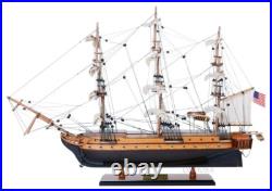 USS Constitution Old Ironsides Tall Ship Wooden Model 22 with Floor Display Case