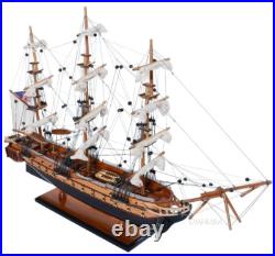USS Constitution Old Ironsides Tall Ship Wooden Model 22 with Floor Display Case