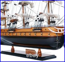 USS Constitution Old Ironsides Tall Ship Wooden Model 22 with Floor Display Case