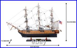 USS Constitution Old Ironsides Tall Ship Wooden Model 22 with Floor Display Case