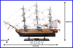 USS Constitution Old Ironsides Tall Ship Wooden Model 22 with Floor Display Case
