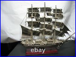 Unique, Metal Sailing Ship Model, Vintage Handmade Sailboat Model Brigantine Marco