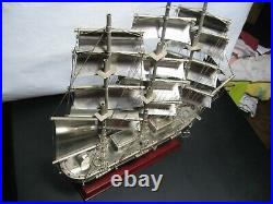 Unique, Metal Sailing Ship Model, Vintage Handmade Sailboat Model Brigantine Marco