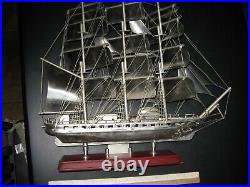 Unique, Metal Sailing Ship Model, Vintage Handmade Sailboat Model Brigantine Marco