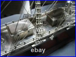 Unique, Metal Sailing Ship Model, Vintage Handmade Sailboat Model Brigantine Marco