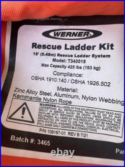 Used Werner Ladder Rescue Kit Model T340018 18 Foot Boat Ship Retail 849 New