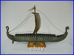VIKING LONG SHIP/BOAT Bronze model by Edward Aagaard for Iron Art, Copenhagen