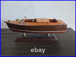 VTG Rare 10 Wooden Chris Craft Speed Boat Model On Stand Algonac MI