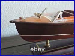 VTG Rare 10 Wooden Chris Craft Speed Boat Model On Stand Algonac MI