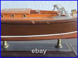 VTG Rare 10 Wooden Chris Craft Speed Boat Model On Stand Algonac MI