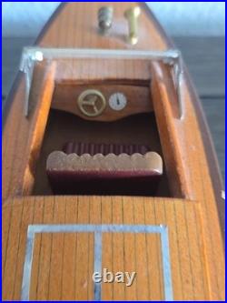 VTG Rare 10 Wooden Chris Craft Speed Boat Model On Stand Algonac MI