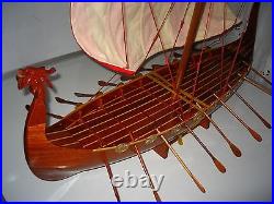 Viking Dragon boat high quality hand made wooden model ship 32