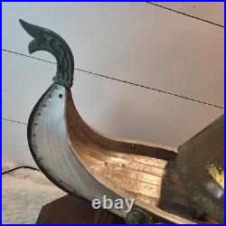 Viking Longship METAL Ship Model Large 27 Sailboat Vintage Needs Love VINTAGE